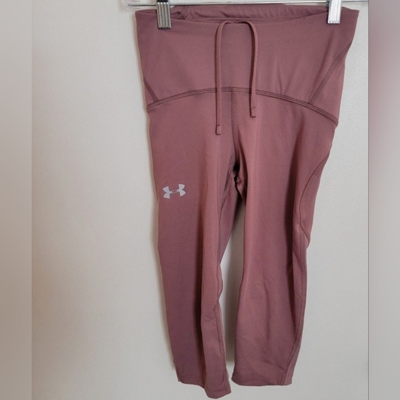 Under Armour Womens XS Heat Gear Compression Workout Capri Mauve Yoga Pilates - Picture 1 of 4